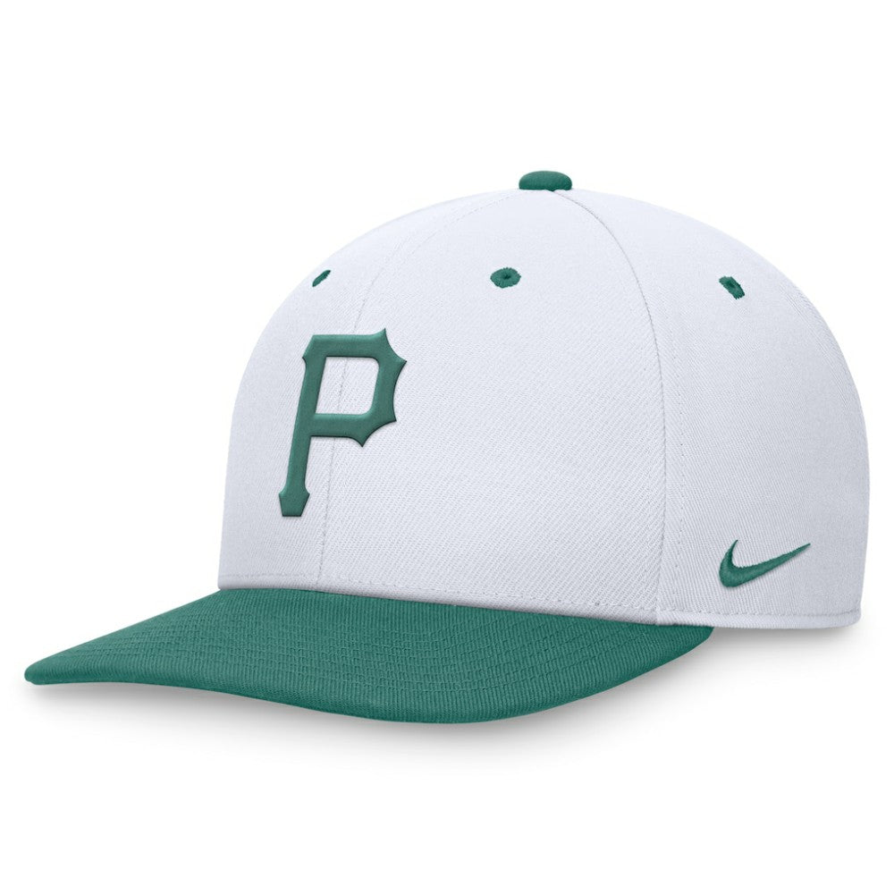 Pittsburgh Pirates Bicoastal Two-Tone Pro Performance Snapback Hat - White/Green | Nike
