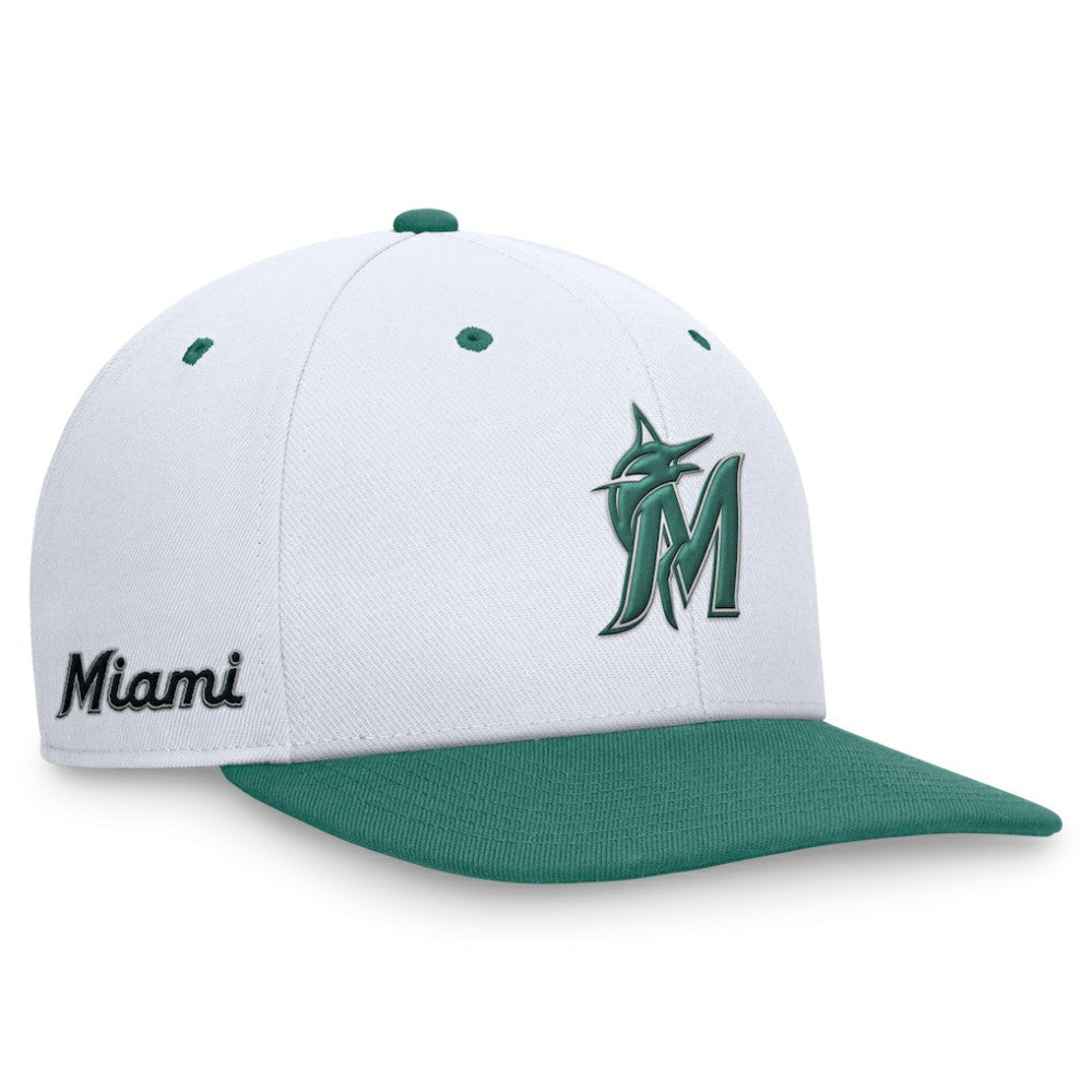 Miami Marlins Bicoastal Two-Tone Pro Performance Snapback Hat - White/Green | Nike