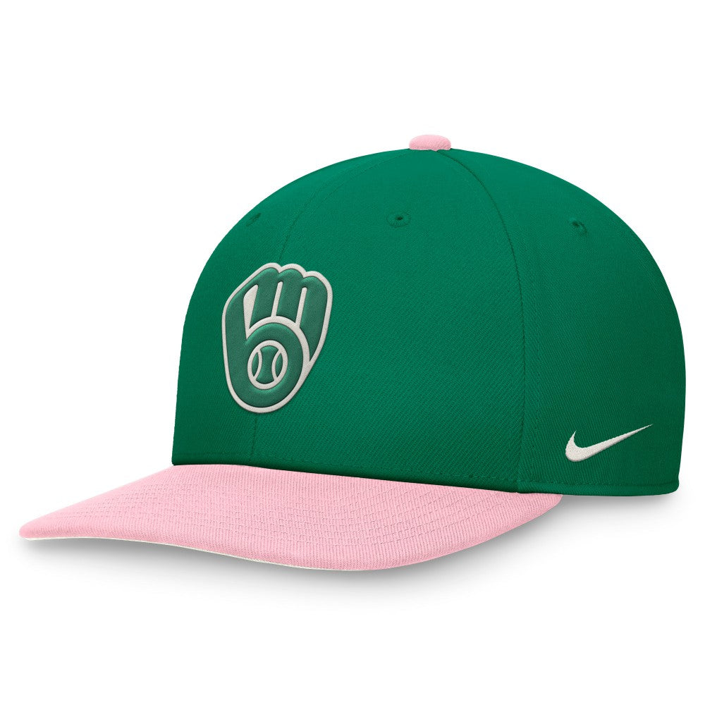 Milwaukee Brewers Malachite Pro Performance Snapback Hat - Green/Pink | Nike