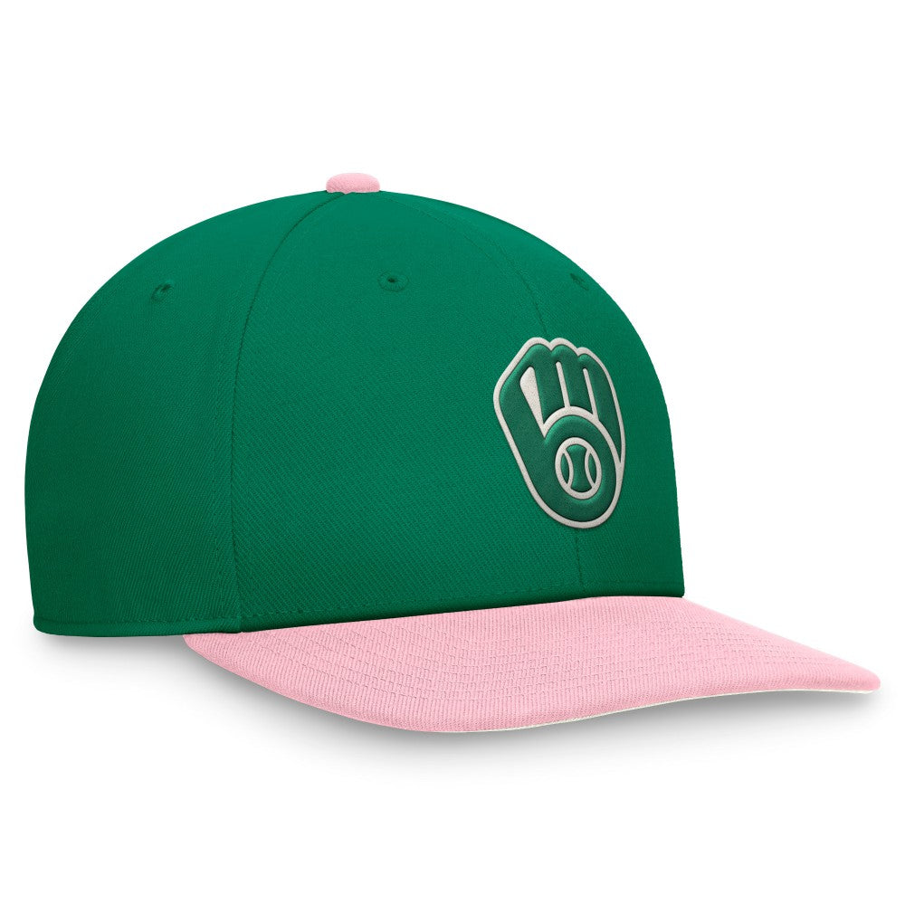 Milwaukee Brewers Malachite Pro Performance Snapback Hat - Green/Pink | Nike