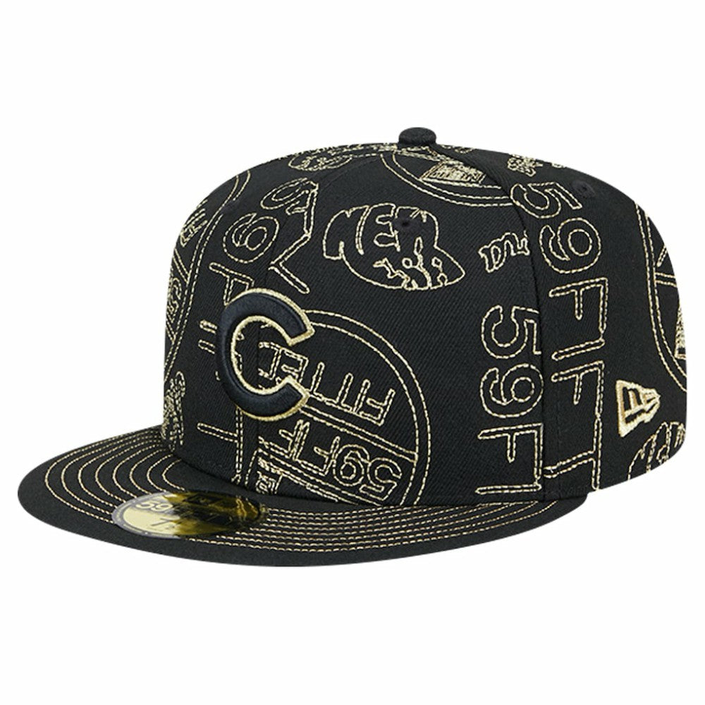 Chicago Cubs 59FIFTY Day Allover Fitted Hat - Black | New Era