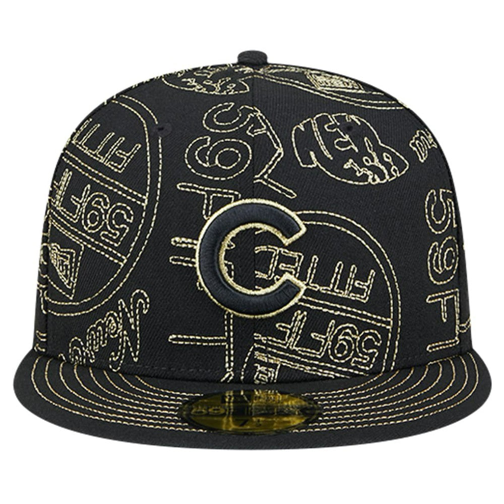 Chicago Cubs 59FIFTY Day Allover Fitted Hat - Black | New Era
