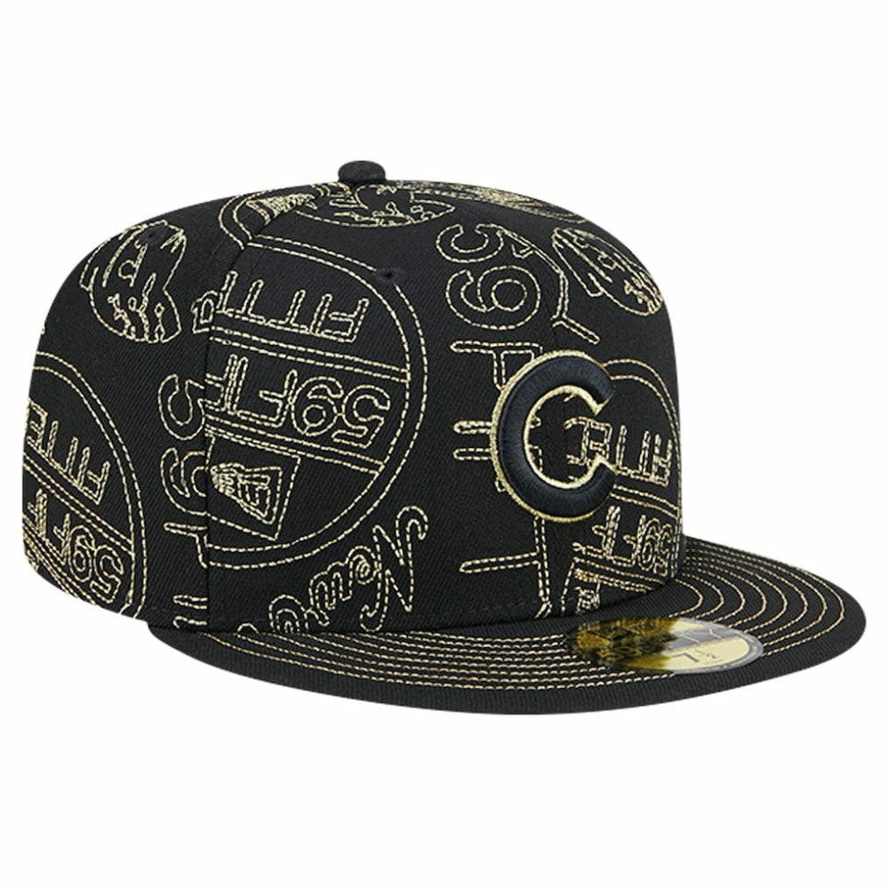 Chicago Cubs 59FIFTY Day Allover Fitted Hat - Black | New Era