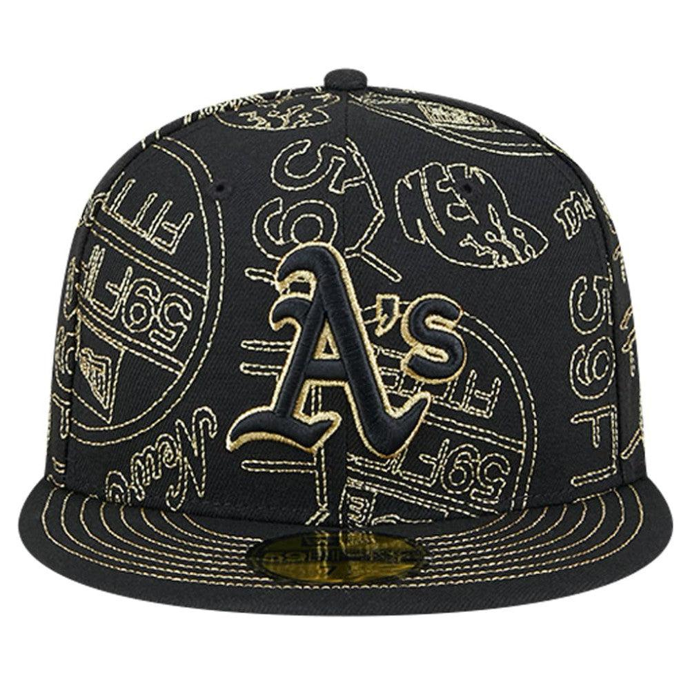 Athletics 59FIFTY Day Allover Fitted Hat - Black | New Era