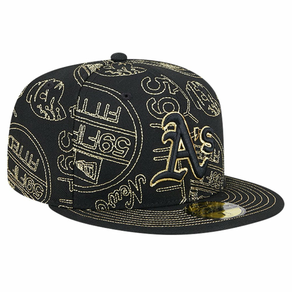 Athletics 59FIFTY Day Allover Fitted Hat - Black | New Era