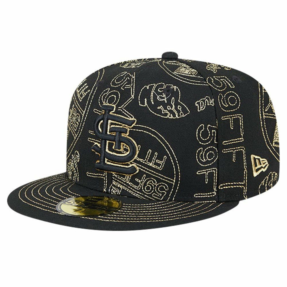 St. Louis Cardinals 59FIFTY Day Allover Fitted Hat - Black | New Era