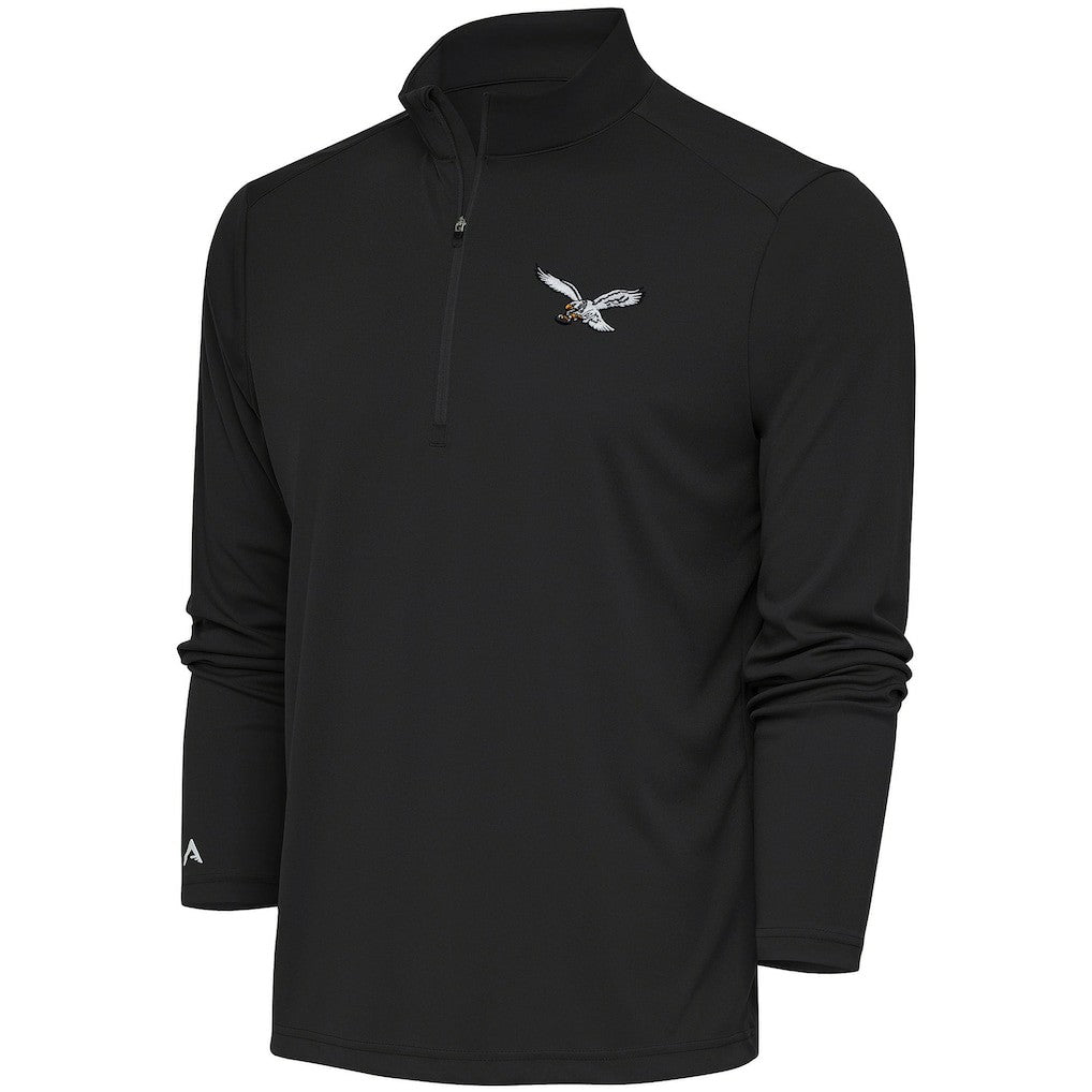 NFL Philadelphia Eagles Antigua Throwback Logo Tribute Quarter-Zip Pullover Top