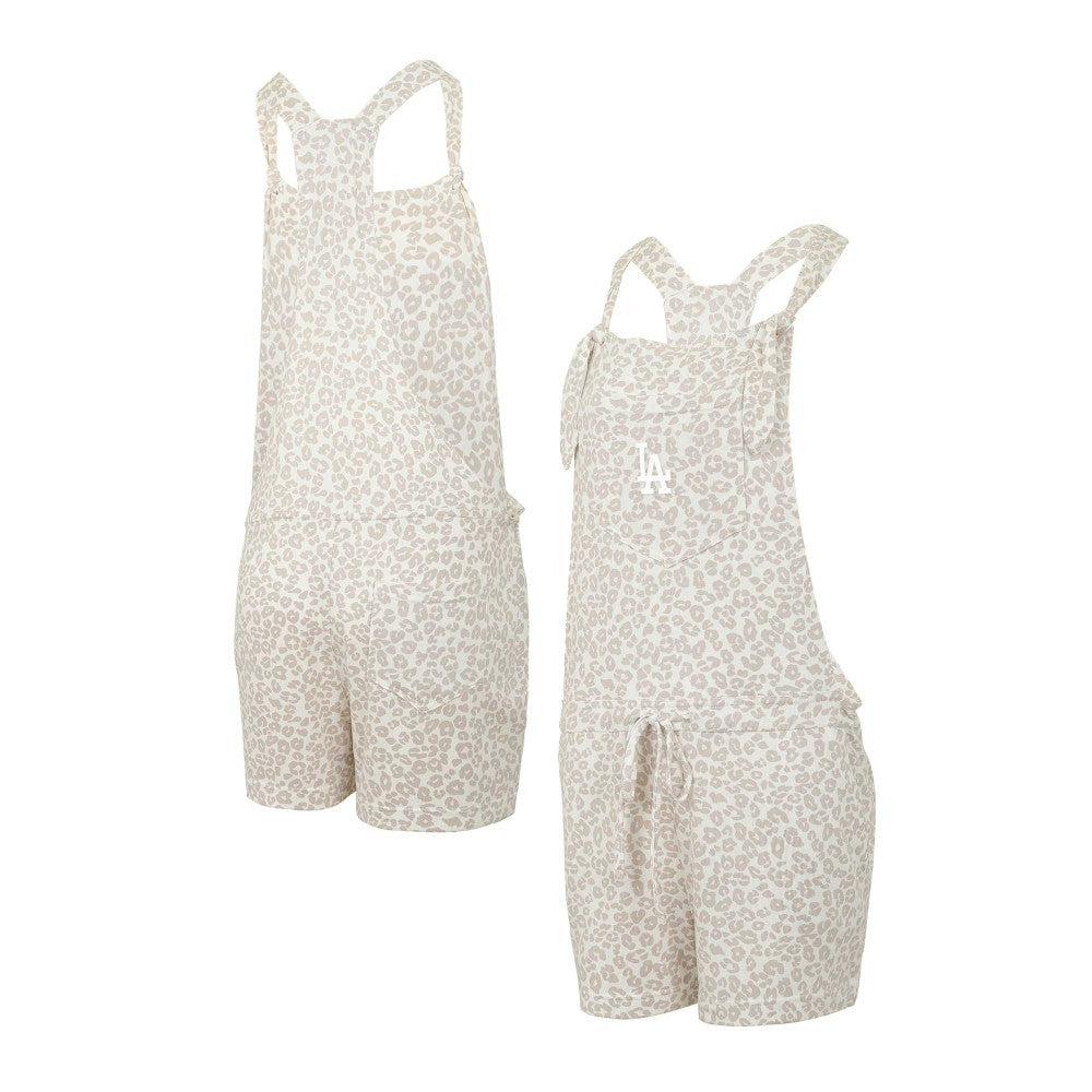 Los Angeles Dodgers Concepts Sport Women's Montana Hacci Knit Romper Overalls - Cream