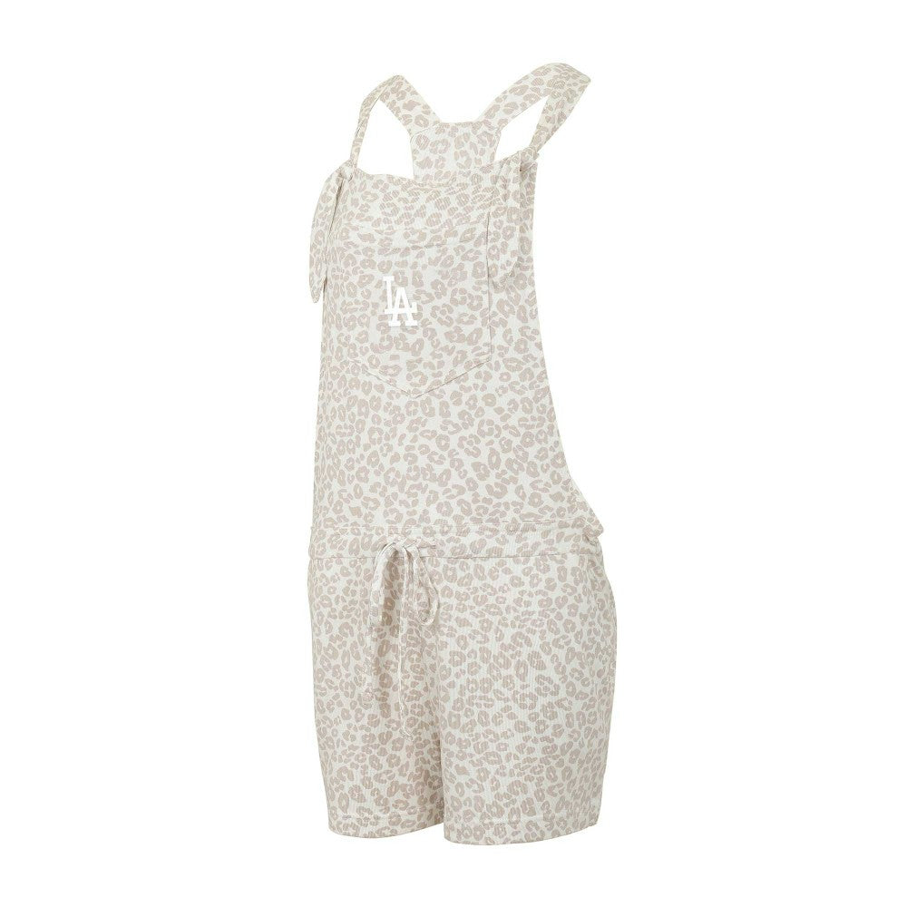 Los Angeles Dodgers Concepts Sport Women's Montana Hacci Knit Romper Overalls - Cream