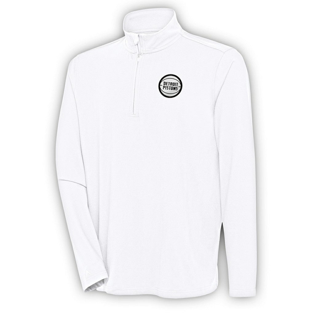 Detroit Pistons Antigua Metallic Logo Hunk Quarter-Zip Pullover sale - White online