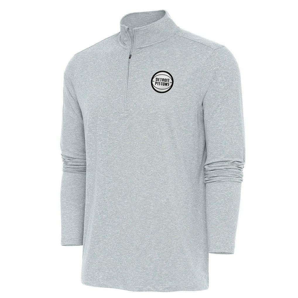 Detroit Pistons Antigua Metallic Logo Hunk Quarter-Zip Pullover sale - Heather Gray shop