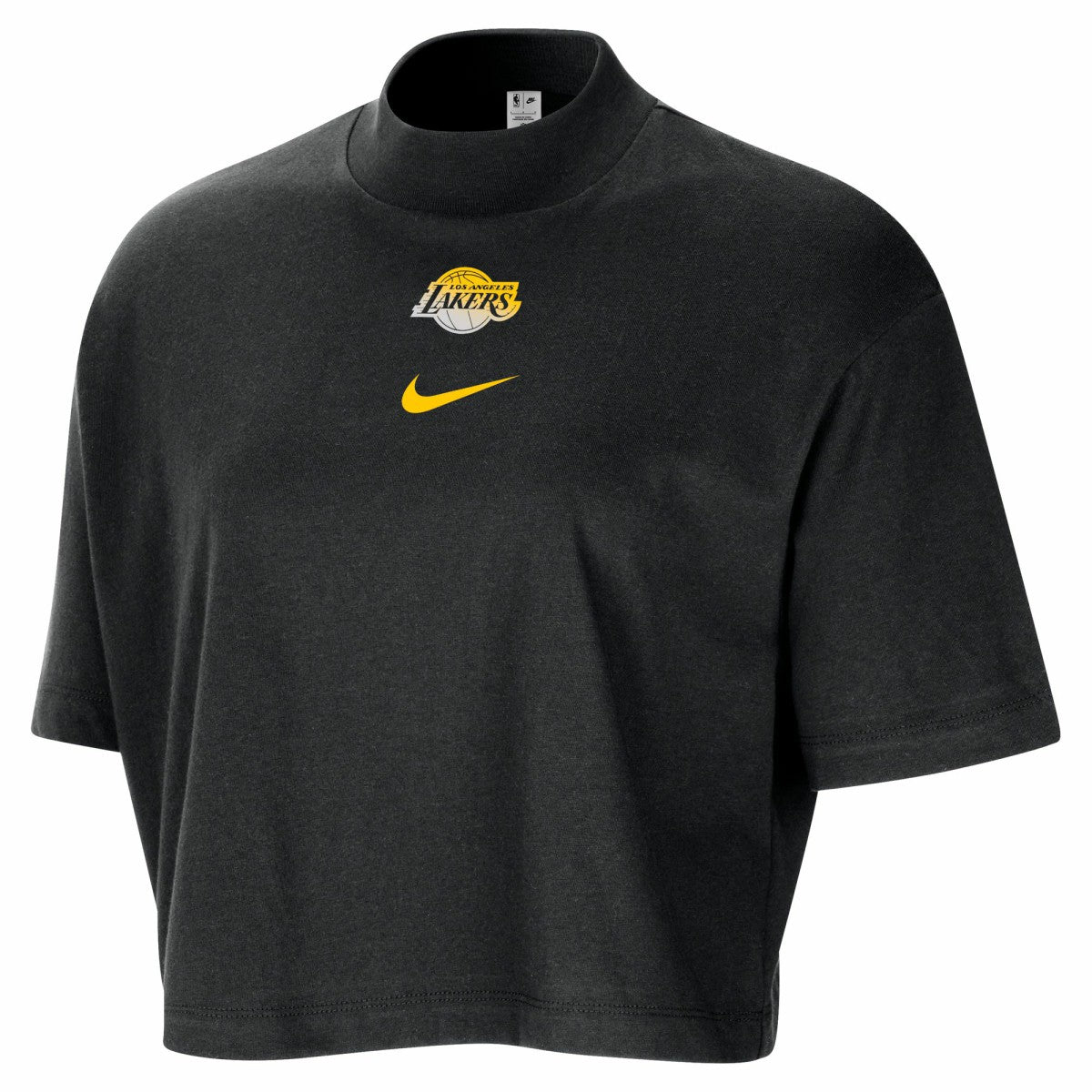 Los Angeles Lakers Women's Courtside Mock Neck Loose Fit Cropped T-Shirt - Black | Nike sale