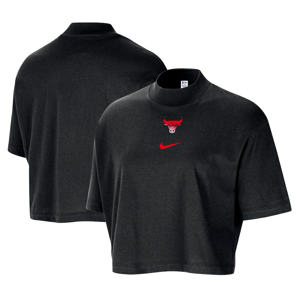 Chicago Bulls Women's Courtside Mock Neck Loose Fit Cropped T-Shirt sale - Black | Nike outlet