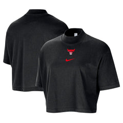 Chicago Bulls Women's Courtside Mock Neck Loose Fit Cropped T-Shirt sale - Black | Nike outlet