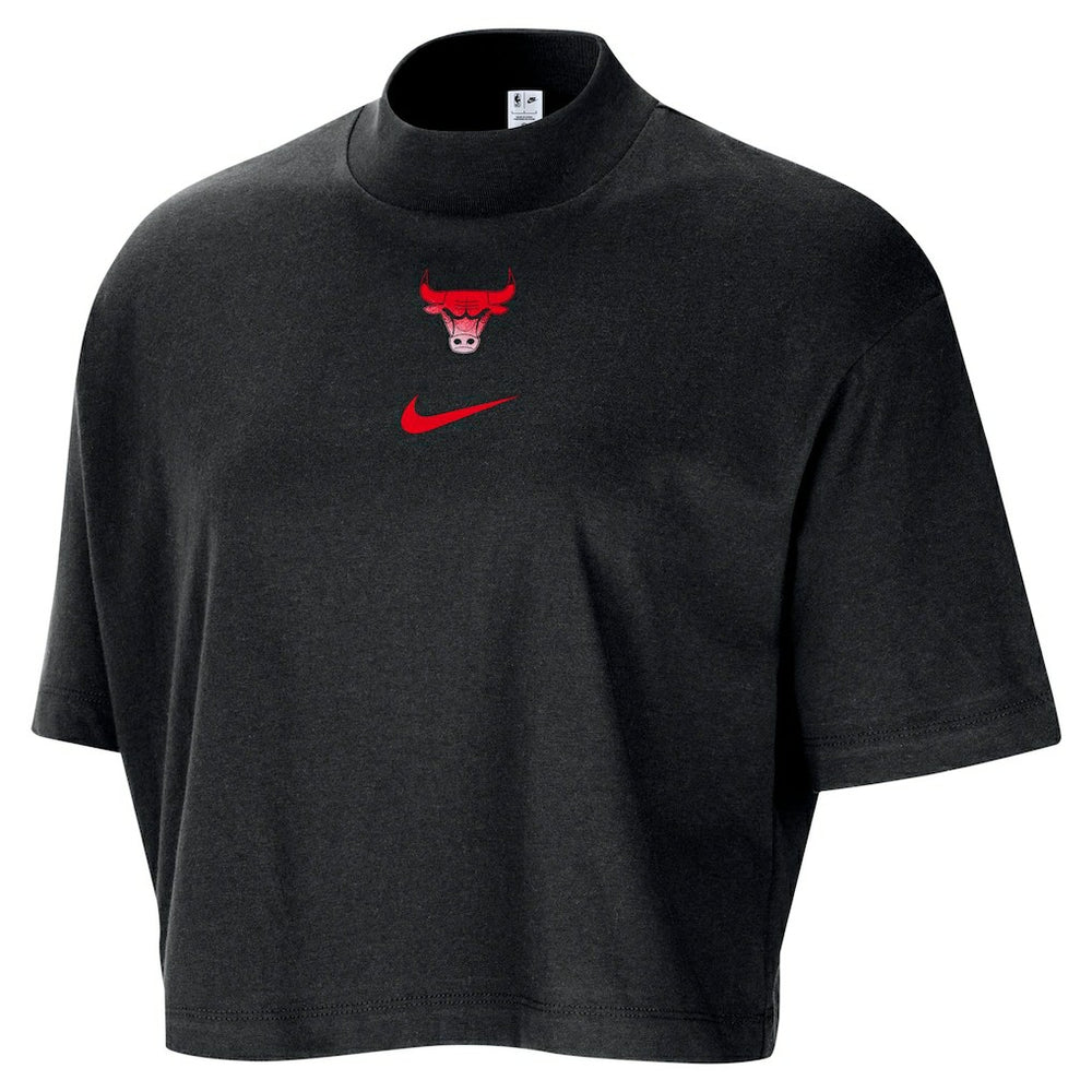 Chicago Bulls Women's Courtside Mock Neck Loose Fit Cropped T-Shirt sale - Black | Nike outlet