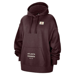 Atlanta Hawks Jordan Brand Women's Courtside Statement Edition Oversize Pullover Hoodie - Burgundy discount