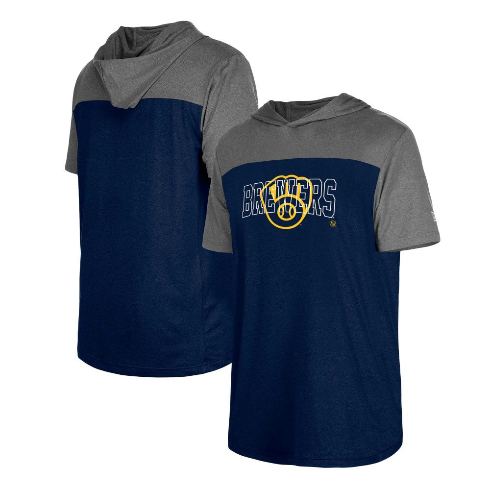 Milwaukee Brewers Active Brushed Hoodie T-Shirt - Navy | New Era