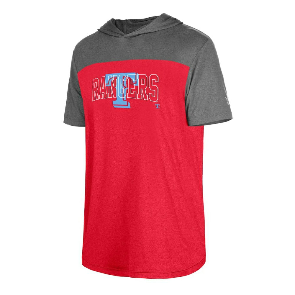 Texas Rangers Active Brushed Hoodie T-Shirt - Red | New Era