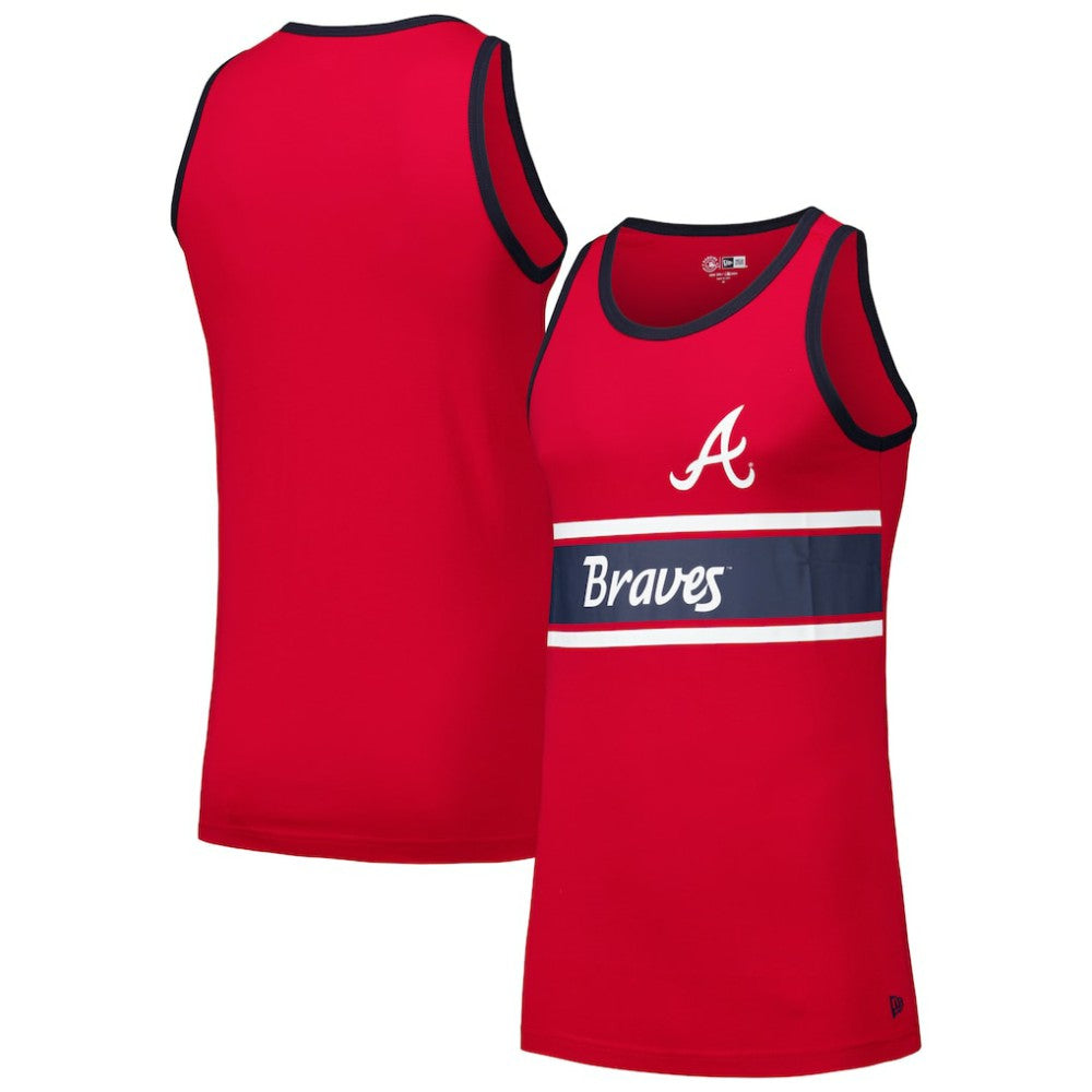 Atlanta Braves Jersey Ringer Tank Top - Red | New Era