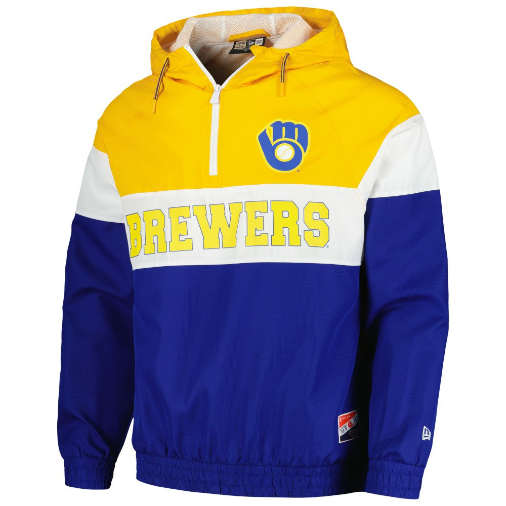 Milwaukee Brewers Ripstop Raglan Quarter-Zip Hoodie Windbreaker Jacket - Royal | New Era