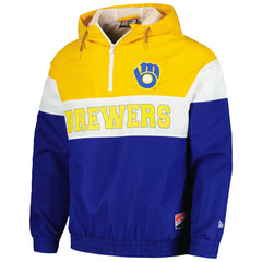 Milwaukee Brewers Ripstop Raglan Quarter-Zip Hoodie Windbreaker Jacket - Royal | New Era