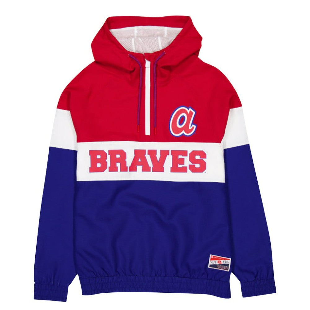 Atlanta Braves Ripstop Raglan Quarter-Zip Hoodie Windbreaker Jacket - Blue | New Era