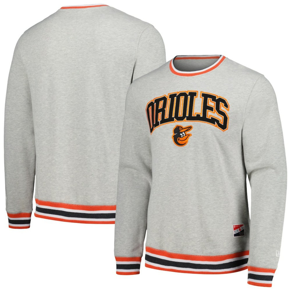 Baltimore Orioles Throwback Classic Pullover Sweatshirt - Heather Gray | New Era