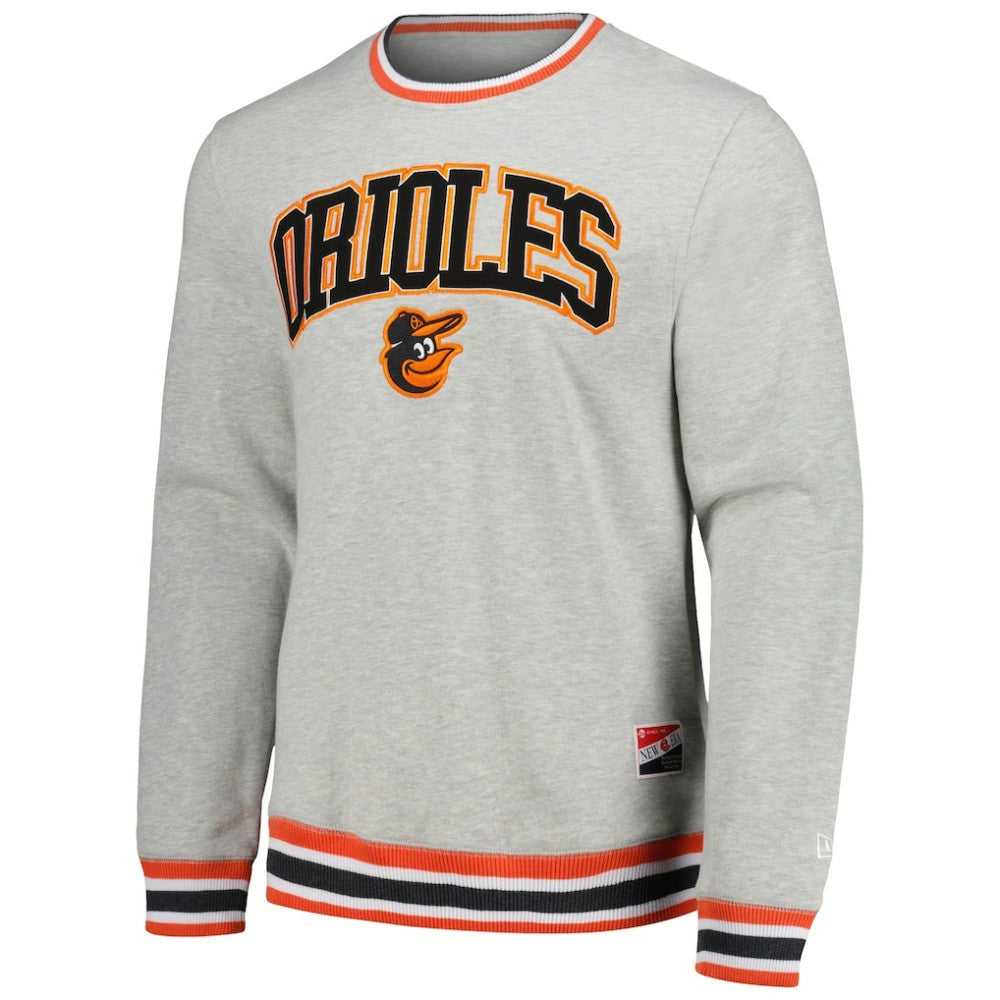 Baltimore Orioles Throwback Classic Pullover Sweatshirt - Heather Gray | New Era