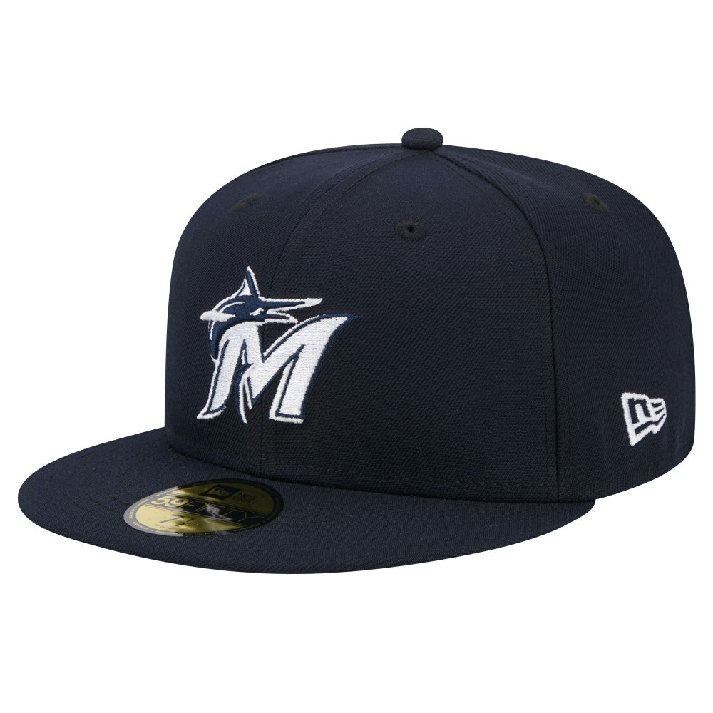 Miami Marlins White Logo 59FIFTY Fitted Hat - Navy | New Era