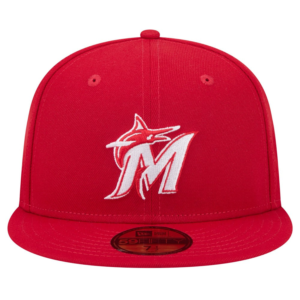Miami Marlins White Logo 59FIFTY Fitted Hat - Red | New Era