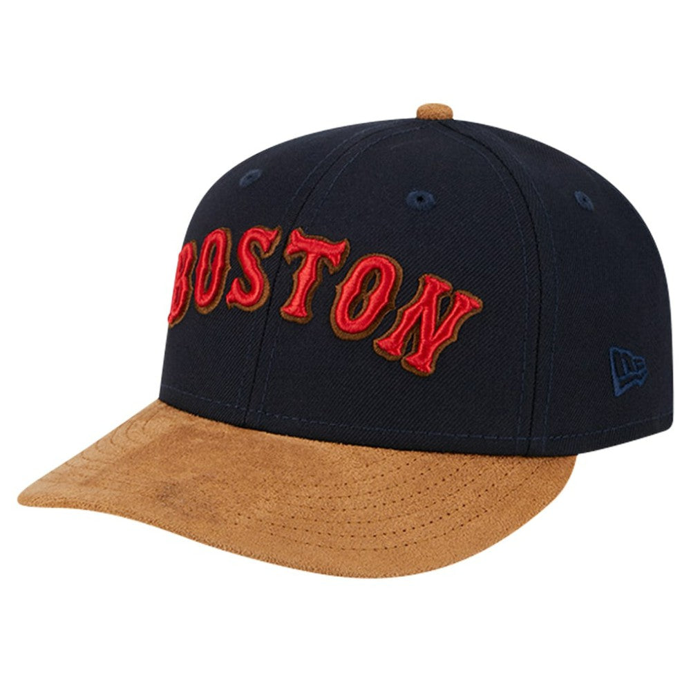 Boston Red Sox Team Suede Visor Low Profile 59FIFTY Fitted Hat - Navy | New Era