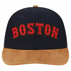 Boston Red Sox Team Suede Visor Low Profile 59FIFTY Fitted Hat - Navy | New Era