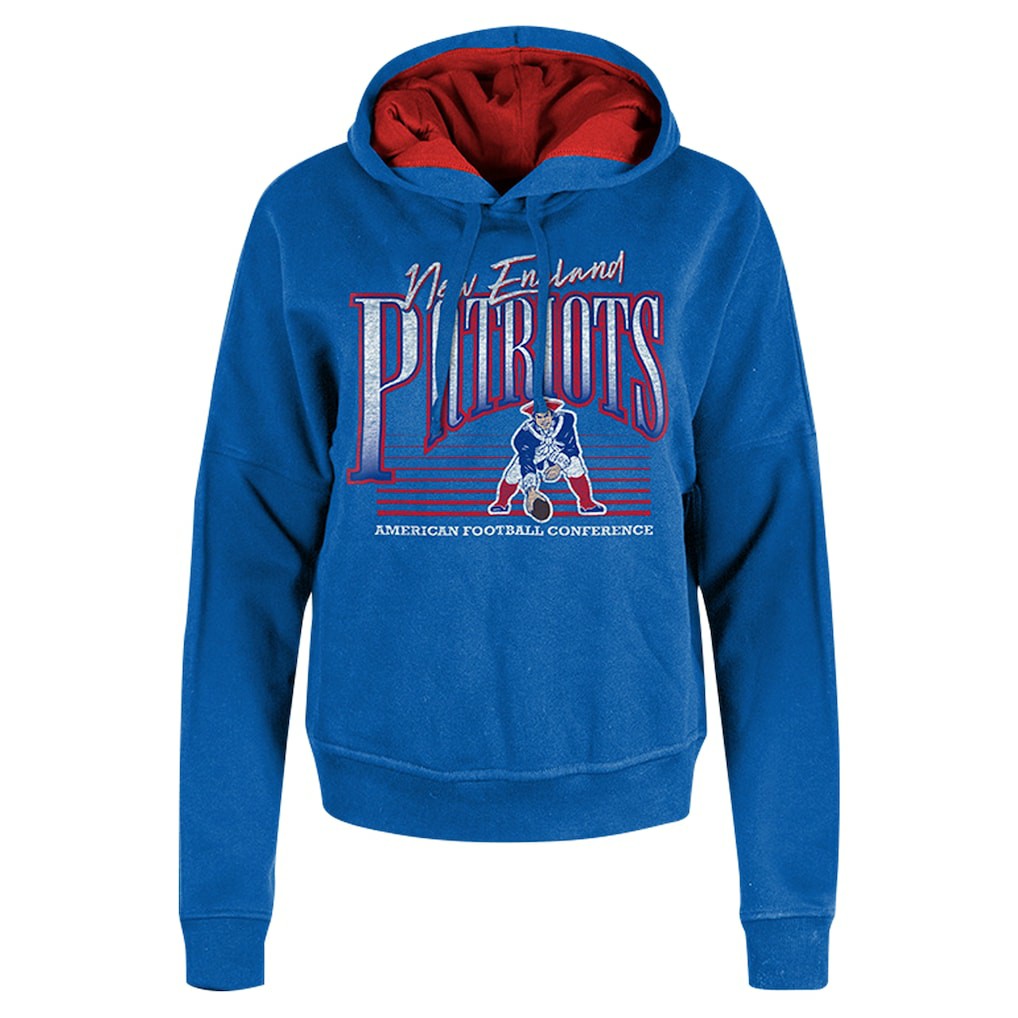 NFL New England Patriots Women's Throwback Boxy Pullover Hoodie