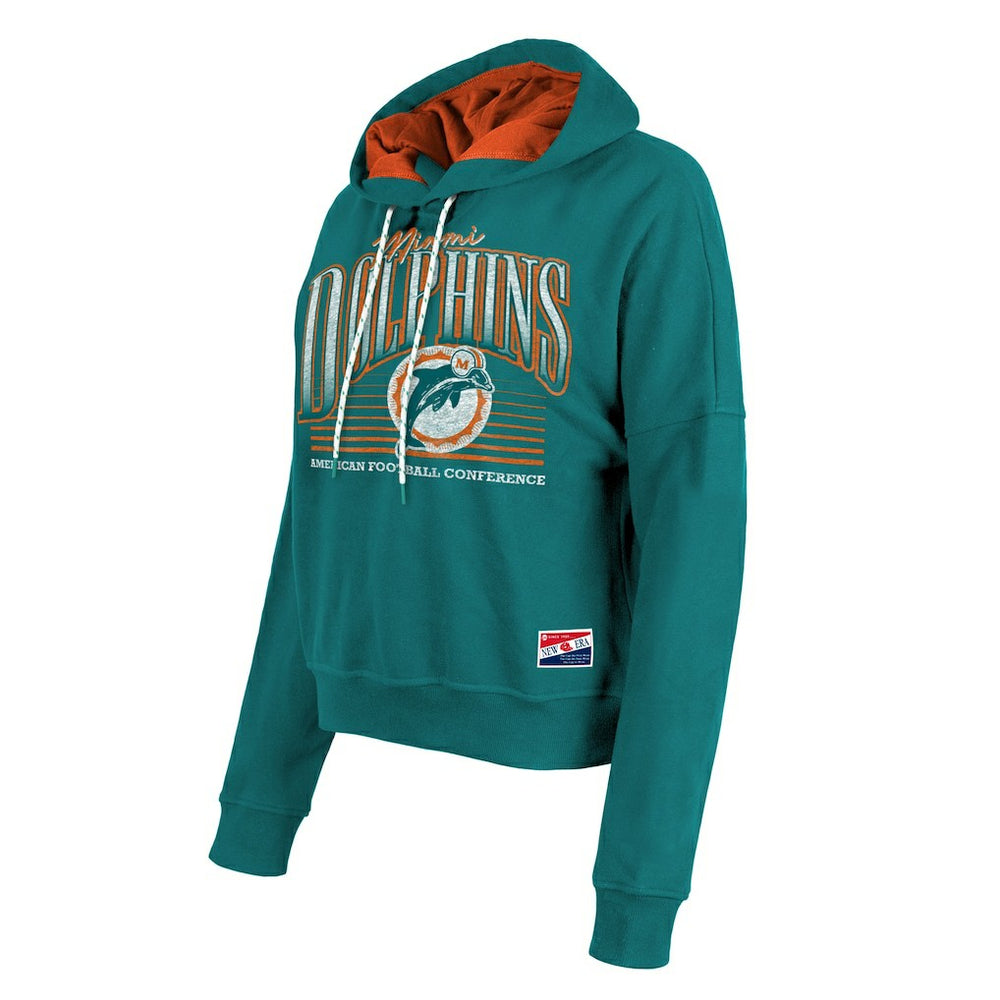 NFL Miami Dolphins Women's Throwback Boxy Pullover Hoodie