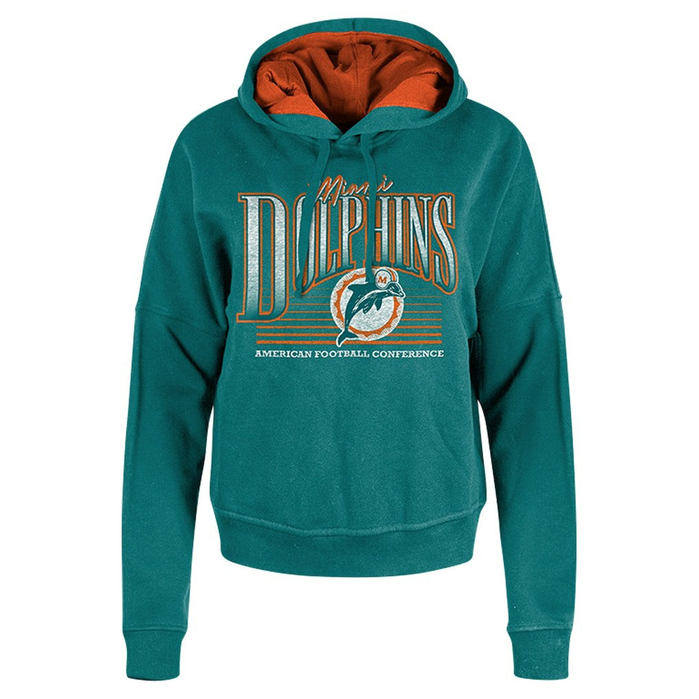 NFL Miami Dolphins Women's Throwback Boxy Pullover Hoodie