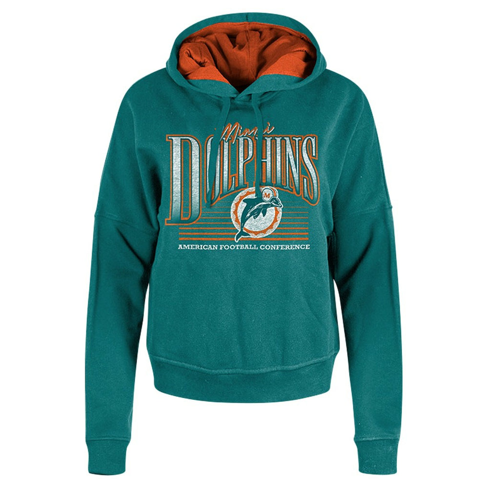 NFL Miami Dolphins Women's Throwback Boxy Pullover Hoodie