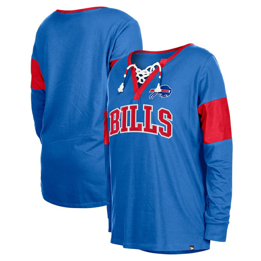 NFL Buffalo Bills Women's Lace-Up Notch-Neck Long Sleeve T-Shirt