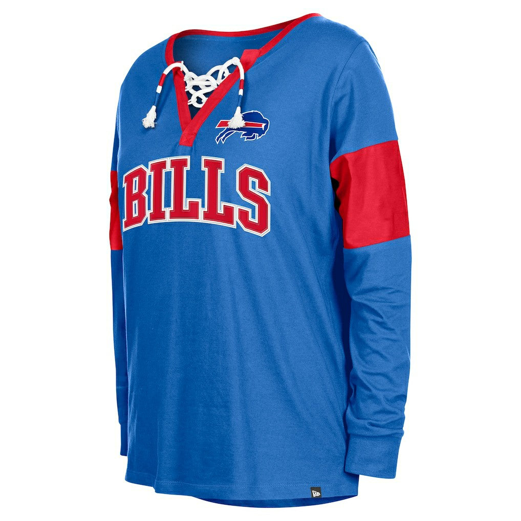 NFL Buffalo Bills Women's Lace-Up Notch-Neck Long Sleeve T-Shirt