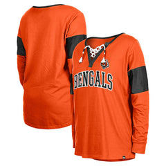 NFL Cincinnati Bengals Women's Lace-Up Notch-Neck Long Sleeve T-Shirt