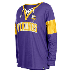 NFL Minnesota Vikings Women's Lace-Up Notch-Neck Long Sleeve T-Shirt
