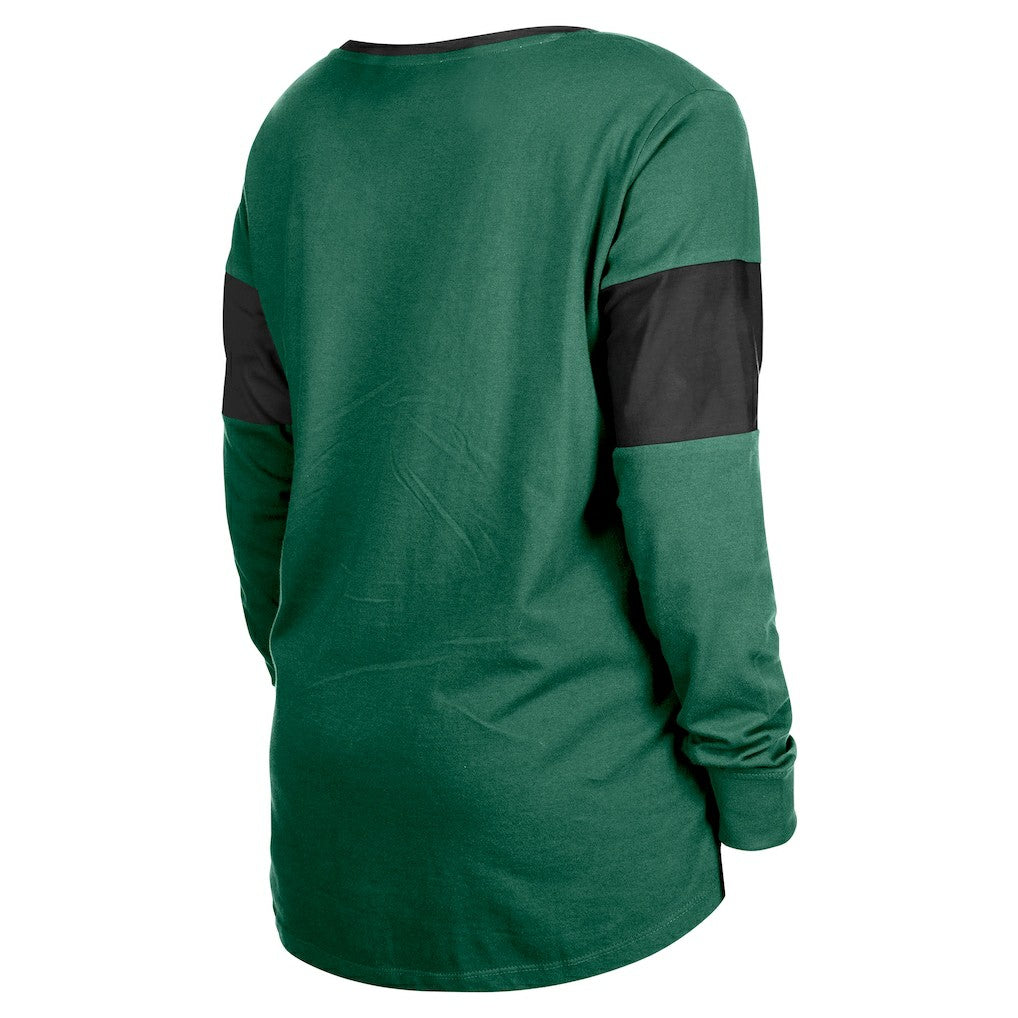 NFL New York Jets Women's Lace-Up Notch-Neck Long Sleeve T-Shirt