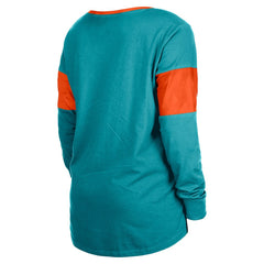 NFL Miami Dolphins Women's Lace-Up Notch-Neck Long Sleeve T-Shirt