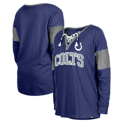 NFL Indianapolis Colts Women's Lace-Up Notch-Neck Long Sleeve T-Shirt