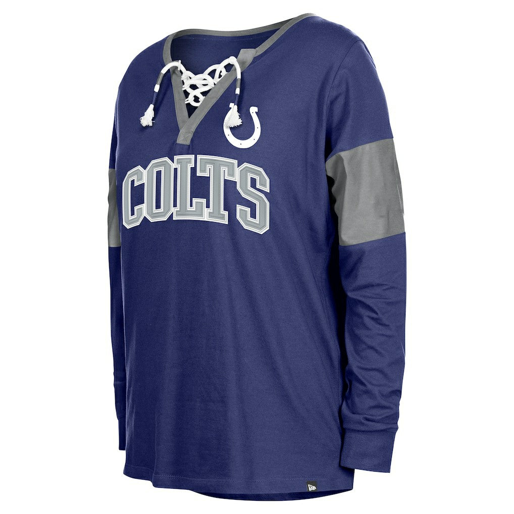 NFL Indianapolis Colts Women's Lace-Up Notch-Neck Long Sleeve T-Shirt