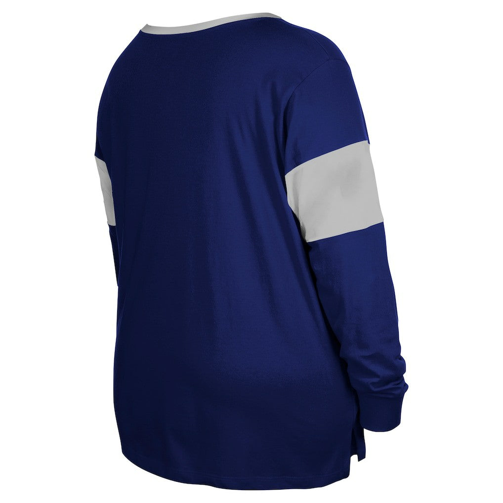 NFL Indianapolis Colts Women's Plus Size Lace-Up Notch Neck Long Sleeve T-Shirt