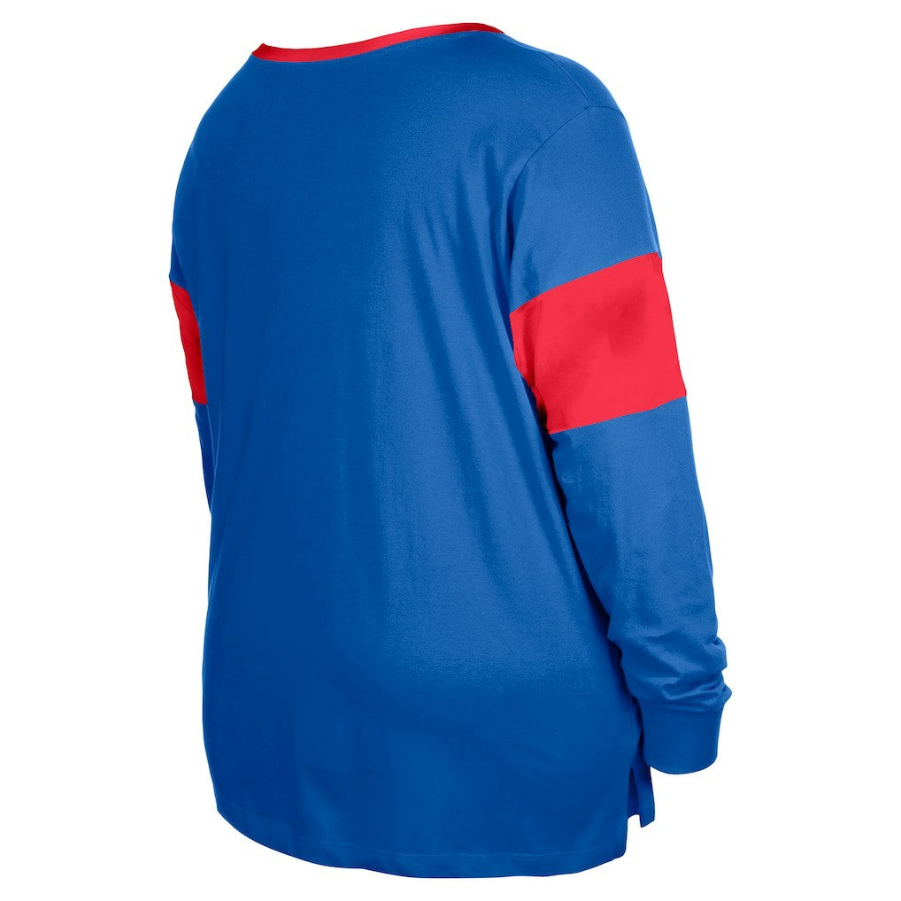 NFL Buffalo Bills Women's Plus Size Lace-Up Notch Neck Long Sleeve T-Shirt