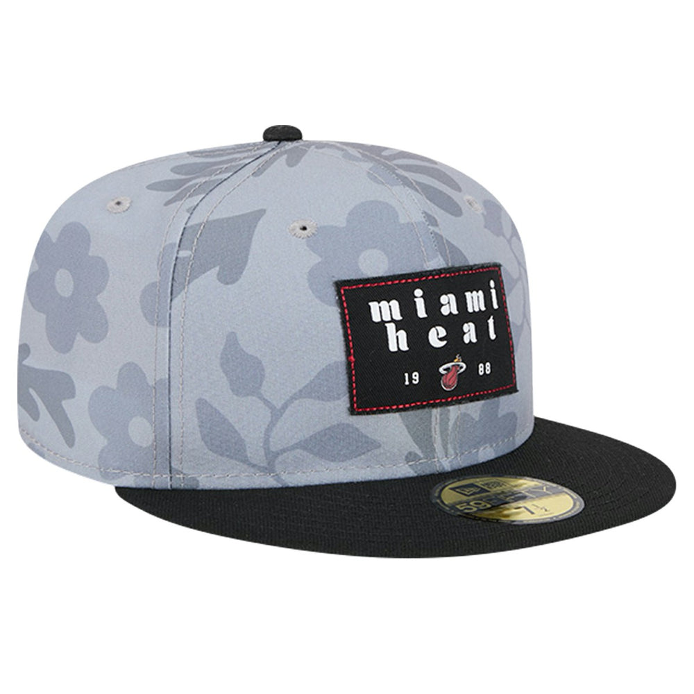Miami Heat Palm Fronds 2-Tone 59FIFTY Fitted Hat - Gray | New Era outlet