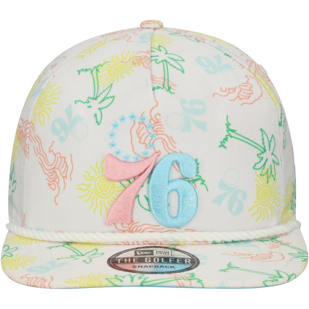 Philadelphia 76ers Palm Trees and Waves Golfer Adjustable Hat - White | New Era outlet