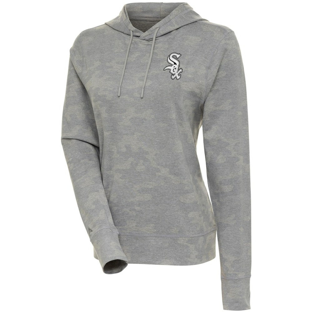 Chicago White Sox Antigua Women's Brushed Metallic Respite Pullover Hoodie - White