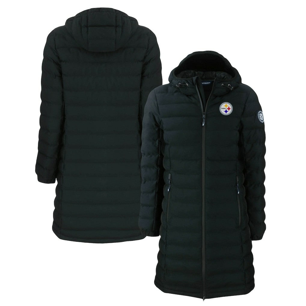 NFL Pittsburgh Steelers Cutter & Buck Women's Mission Ridge Repreve Eco Insulated Long Full-Zip Puffer Jacket